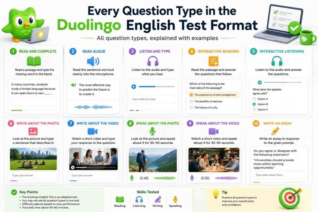 Every Question Type in the Duolingo English Test Format